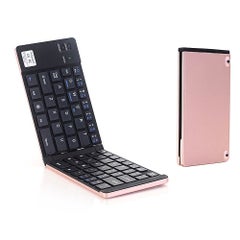 GK228 BT Wireless 66 Keys Folding Mini Portable Keyboard With Stand For Phone Tablet Laptop Rose Gold