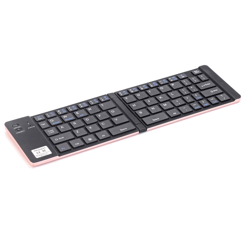 Generic - GK228 BT Wireless 66 Keys Folding Mini Portable Keyboard With Stand For Phone Tablet Laptop Rose Gold - Image 1