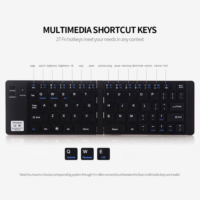 Generic - GK228 BT Wireless 66 Keys Folding Mini Portable Keyboard With Stand For Phone Tablet Laptop Rose Gold - Image 1