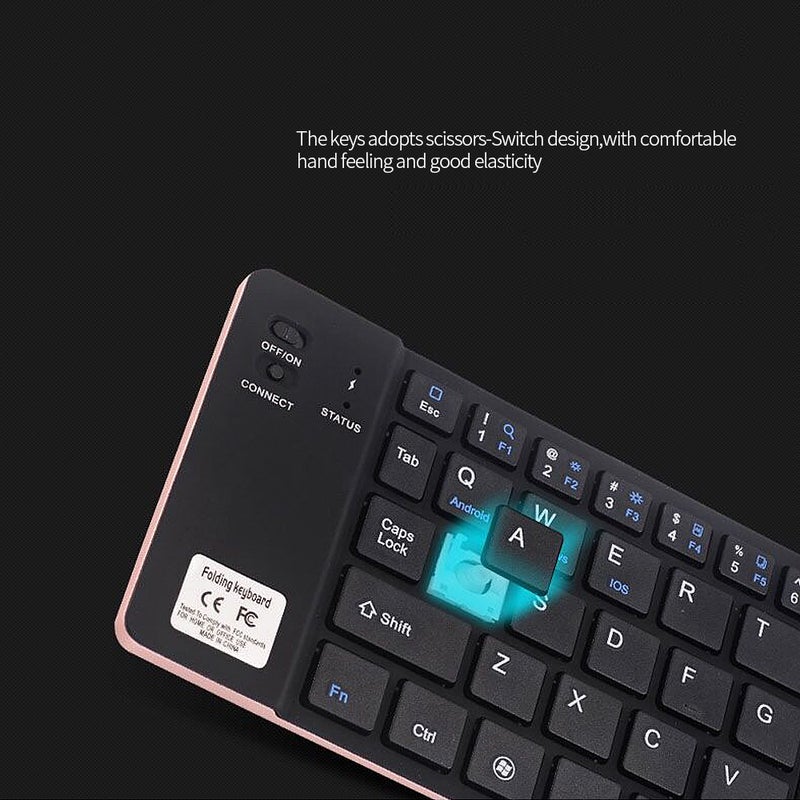 Generic - GK228 BT Wireless 66 Keys Folding Mini Portable Keyboard With Stand For Phone Tablet Laptop Rose Gold - Image 1