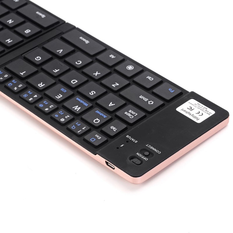 Generic - GK228 BT Wireless 66 Keys Folding Mini Portable Keyboard With Stand For Phone Tablet Laptop Rose Gold - Image 1