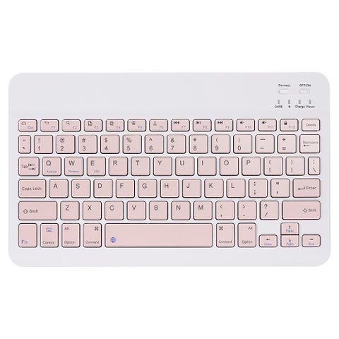 Universal Wireless BT Keyboard Three System Rechargeable Mobilephone Tablet Pink