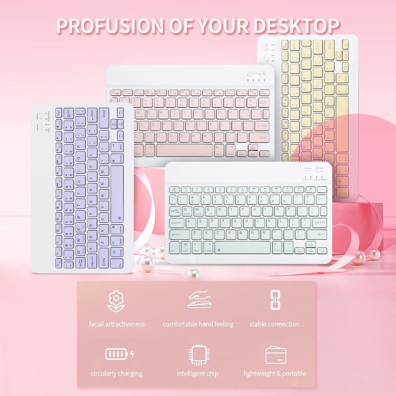 Generic - Universal Wireless BT Keyboard Three System Rechargeable Mobilephone Tablet Pink - Image 1