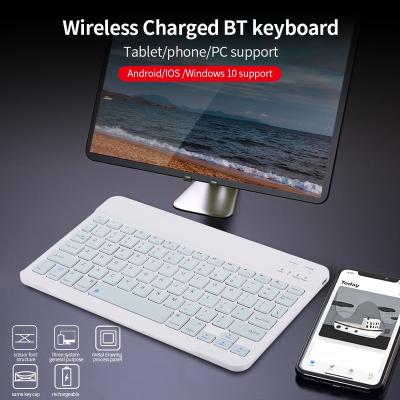 Generic - Universal Wireless BT Keyboard Three System Rechargeable Mobilephone Tablet Pink - Image 1