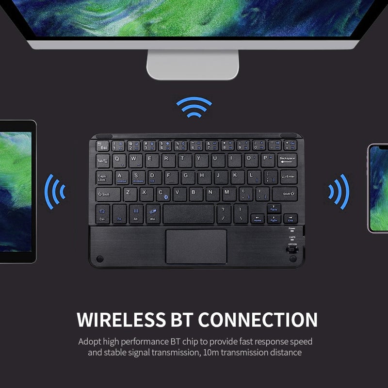 Generic - Universal Wireless BT Keyboard Three System Rechargeable Mobilephone Tablet Black - Image 1
