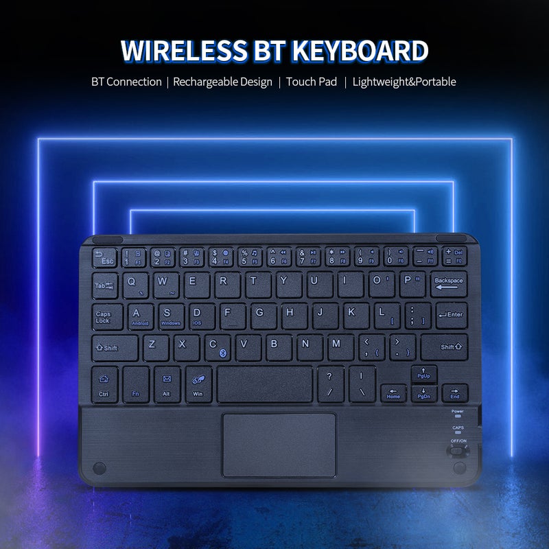 Generic - Universal Wireless BT Keyboard Three System Rechargeable Mobilephone Tablet Black - Image 1