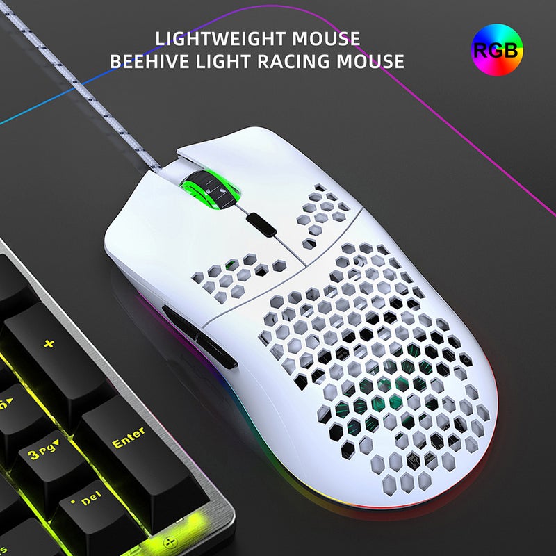 HXSJ - J900 USB Wired Gaming Mouse With Six Adjustable DPI Ergonomic Design For Desktop Laptop White - Image 1