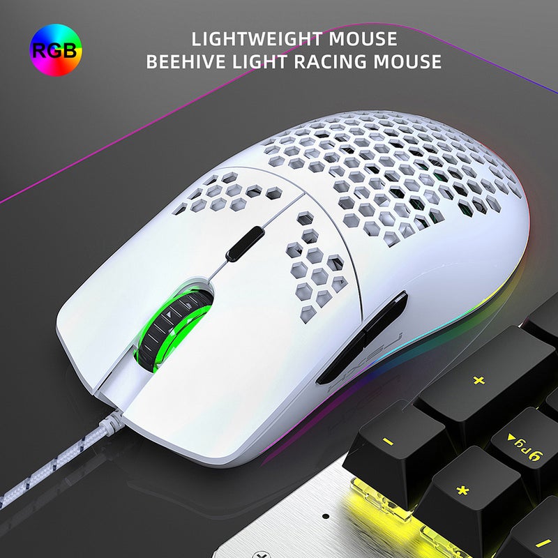 HXSJ - J900 USB Wired Gaming Mouse With Six Adjustable DPI Ergonomic Design For Desktop Laptop White - Image 1