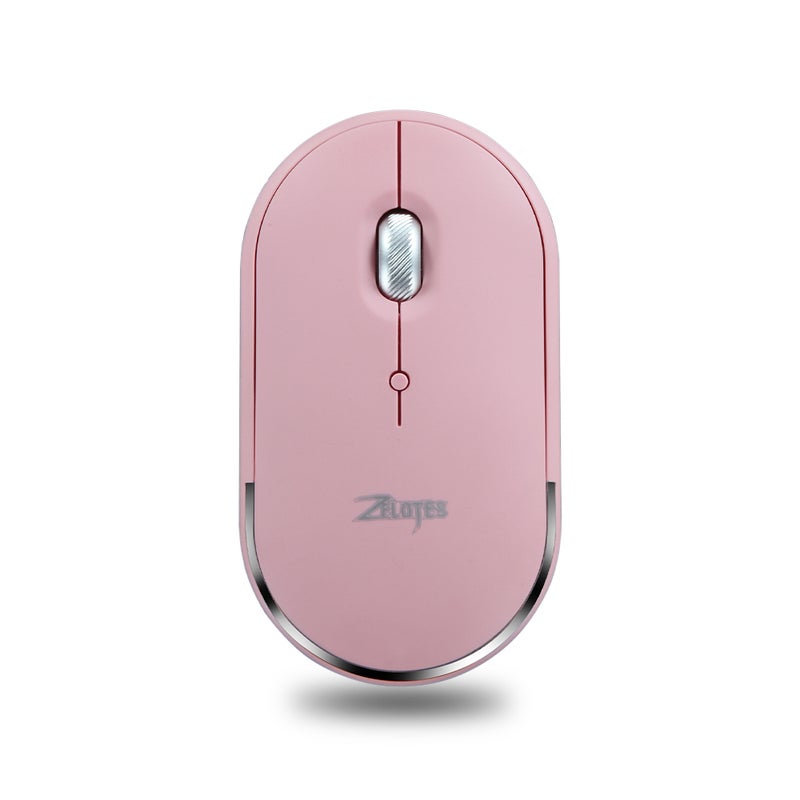 ZELOTES F11 Three Mode Wireless Mouse With Adjustable DPI Replacement For iPad PC Laptop Pink - Image 1