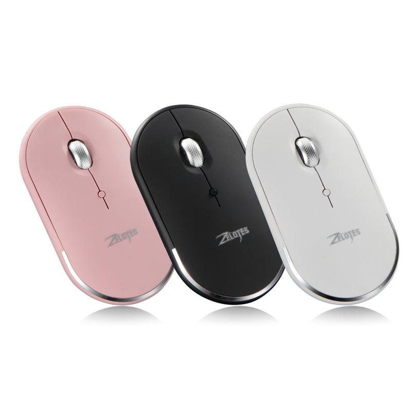 ZELOTES F11 Three Mode Wireless Mouse With Adjustable DPI Replacement For iPad PC Laptop Pink - Image 2