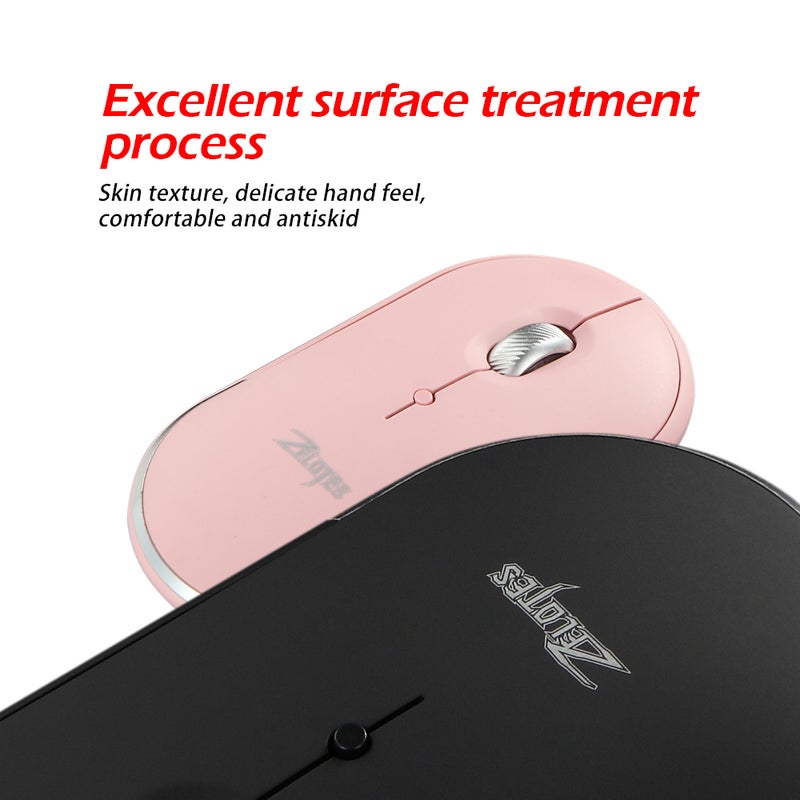 ZELOTES F11 Three Mode Wireless Mouse With Adjustable DPI Replacement For iPad PC Laptop Pink - Image 3