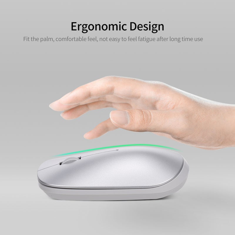 Wireless Portable Mute Ergonomic Mouse For Desktop Computer Laptop Silver - Image 5