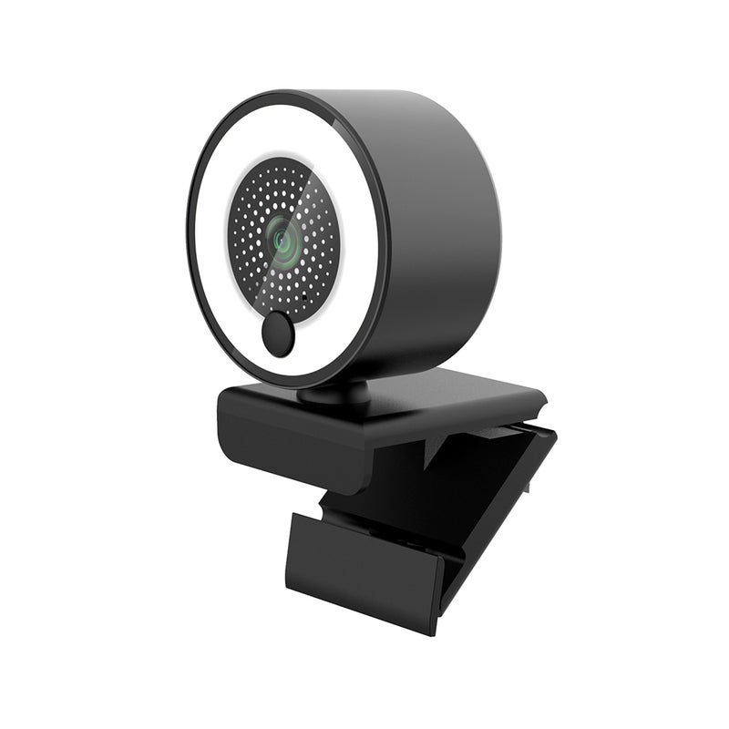 Generic - 1080P HD Webcam With Ring Fill Light Autofocus Built In Microphone Smooth Type Black - Image 1
