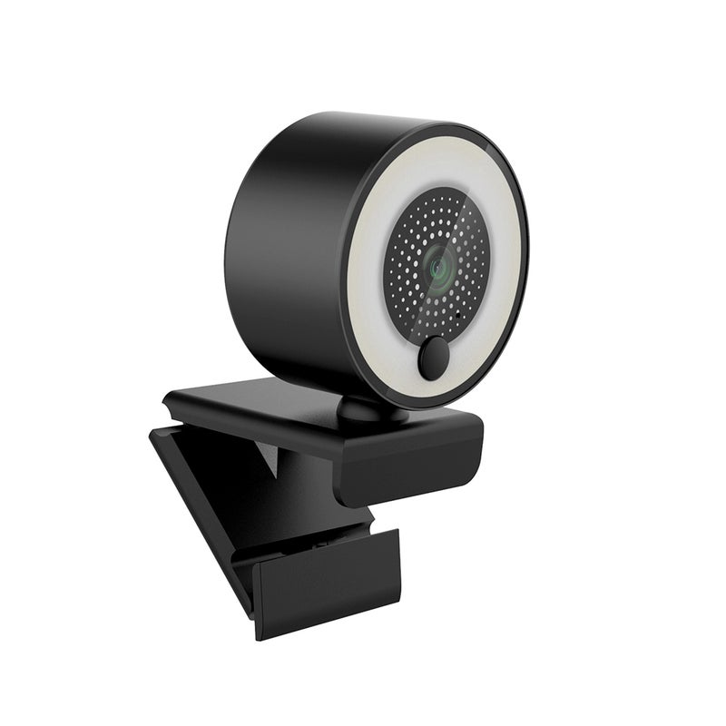 Generic - 1080P HD Webcam With Ring Fill Light Autofocus Built In Microphone Smooth Type Black - Image 1