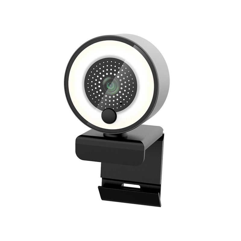 Generic - 1080P HD Webcam With Ring Fill Light Autofocus Built In Microphone Smooth Type Black - Image 1