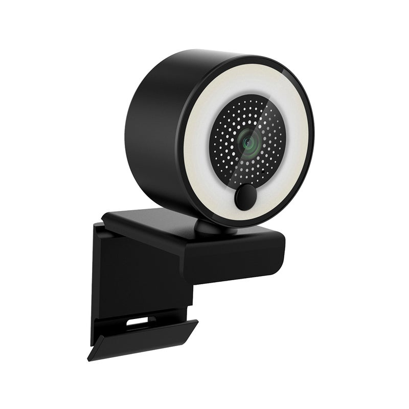 Generic - 1080P HD Webcam With Ring Fill Light Autofocus Built In Microphone Smooth Type Black - Image 1