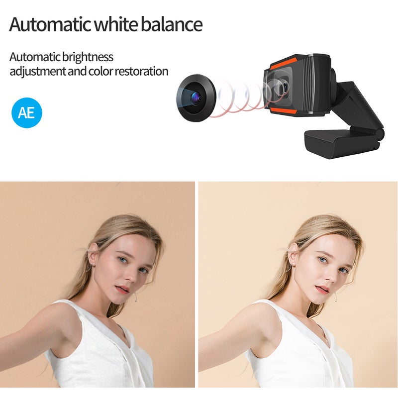 كاميرا ويب 720P بخاصية التّركيز التلقائي، بمنفذ USB أسود - Image 3