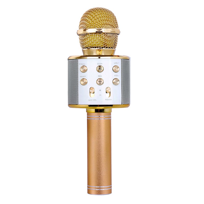 Professional BT Wireless Karaoke Recorder Handheld Microphone Gold - Image 1