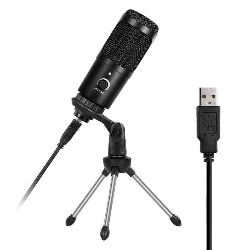 Professional Studio Microphone USB Condenser with Cardioid Studio Recording Mic Black - Image 1
