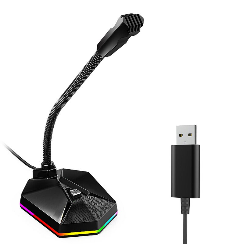 TSP201 Desktop Capacitive USB Microphone with RGB Light Effect Black - Image 1