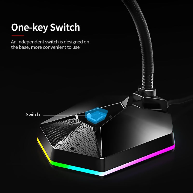 TSP201 Desktop Capacitive USB Microphone with RGB Light Effect Black - Image 2