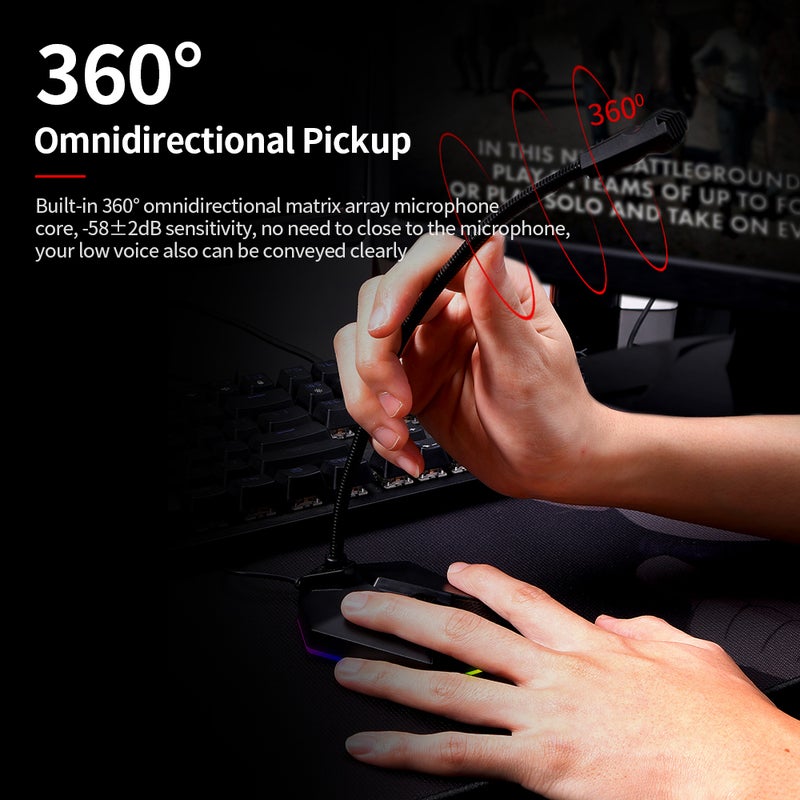 TSP201 Desktop Capacitive USB Microphone with RGB Light Effect Black - Image 3