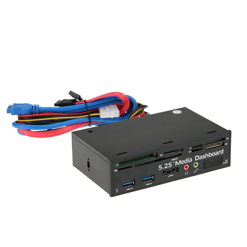 Generic - Multi-Function USB 3.0 Hub eSATA Port Internal Card Reader PC Dashboard Media Front Panel Audio Multicolour - Image 1