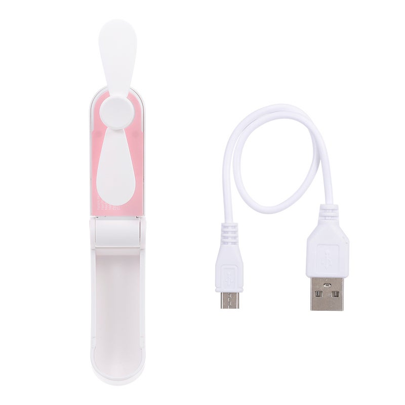 Mini USB Folding Rechargeable Summer Fan Pink - Image 3
