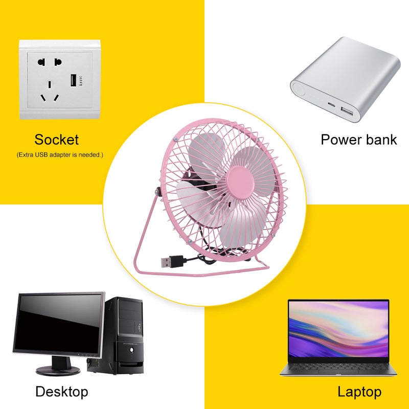 مروحة تبريد مكتبية صغيرة بمنفذ USB للاستخدام المكتبي والمنزلي وردي - Image 3