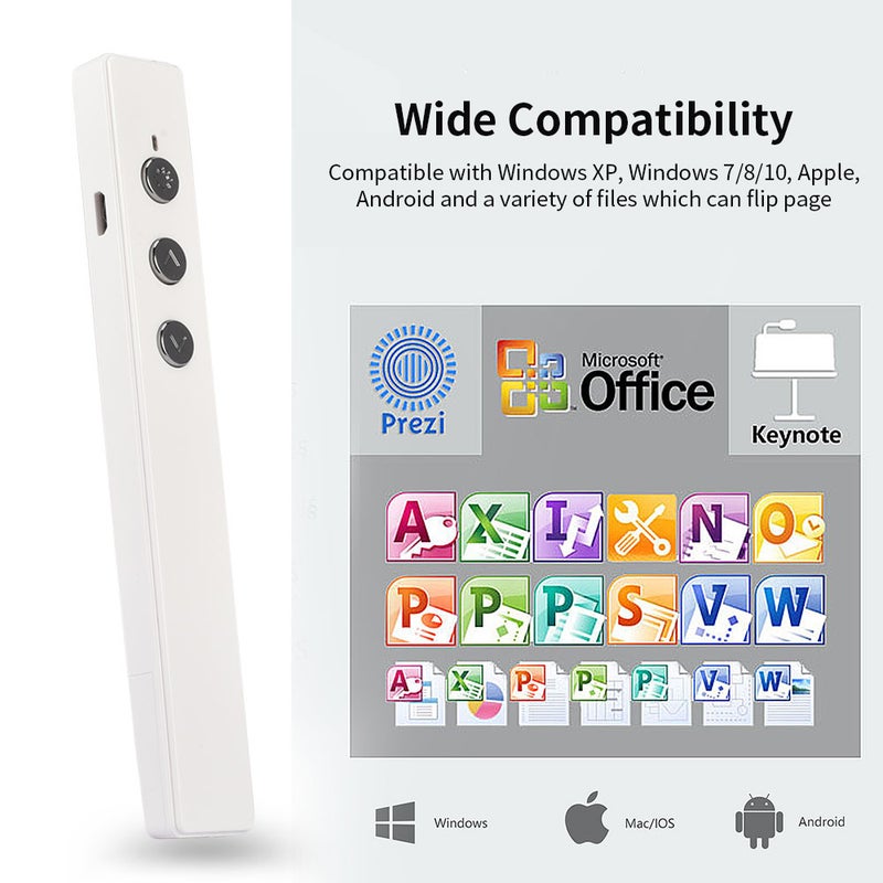Generic - Wireless Presenter PPT Clicker Multifunction Electronic Projection Pen White - Image 1