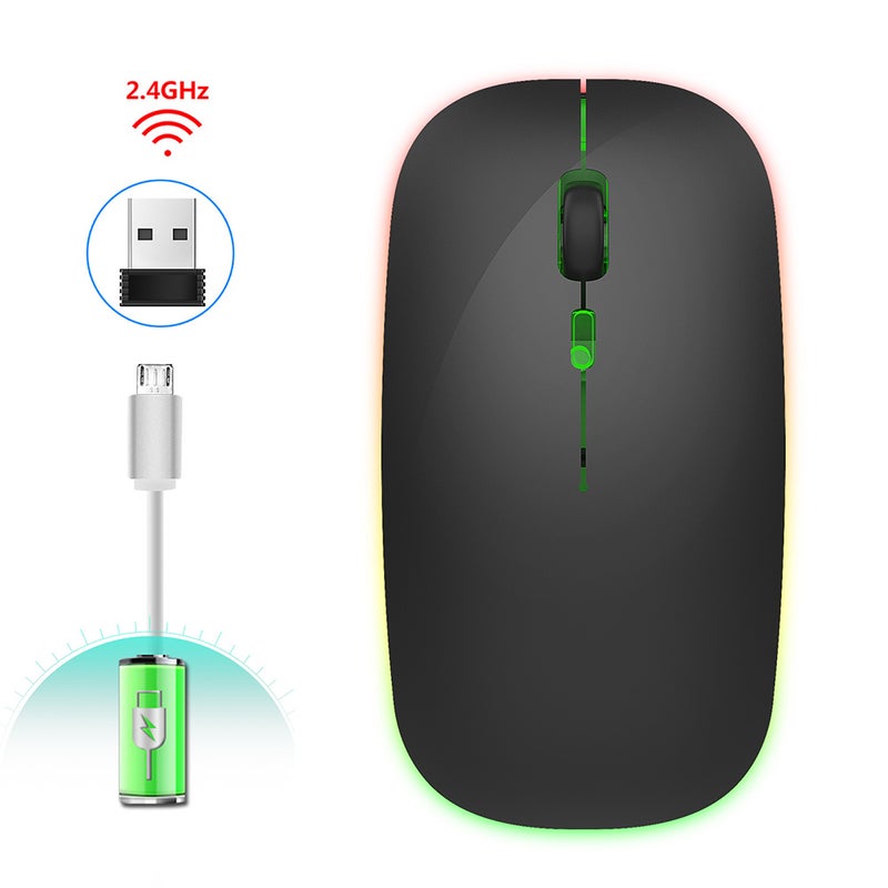 M40 Ultra-thin 2.4G Rechargeable Wireless Silent Mouse Ergonomic Design 3 Adjustable DPI Black