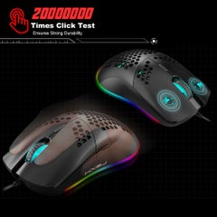 إتش إكس إس جيه ماوس ألعاب J900 سلكي بمنفذ USB وإضاءة متعددة الألوان RGB ودقة DPI قابلة للتعديل بستة مستويات أسود  - Image 2