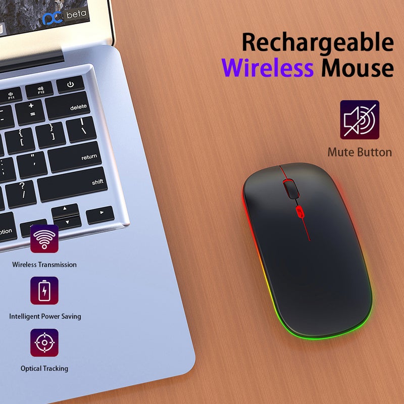 M40 Ultra-thin 2.4G Rechargeable Wireless Silent Mouse Ergonomic Design 3 Adjustable DPI Black