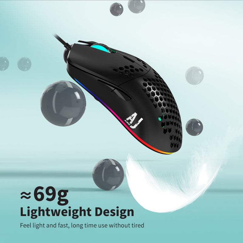 AJ390 USB Wired Gaming Mouse with 7 Keys Adjustable DPI White