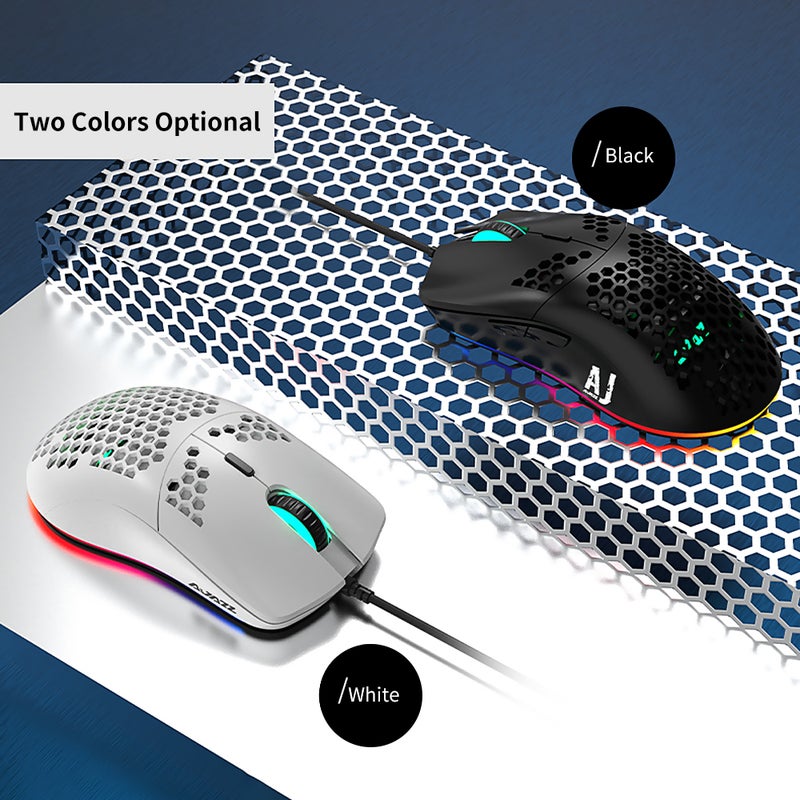 AJ390 USB Wired Gaming Mouse with 7 Keys Adjustable DPI White