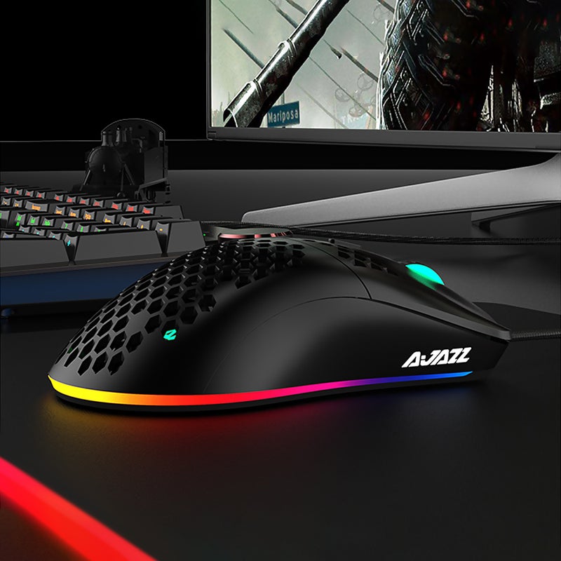 AJ390 USB Wired Gaming Mouse with 7 Keys Adjustable DPI White