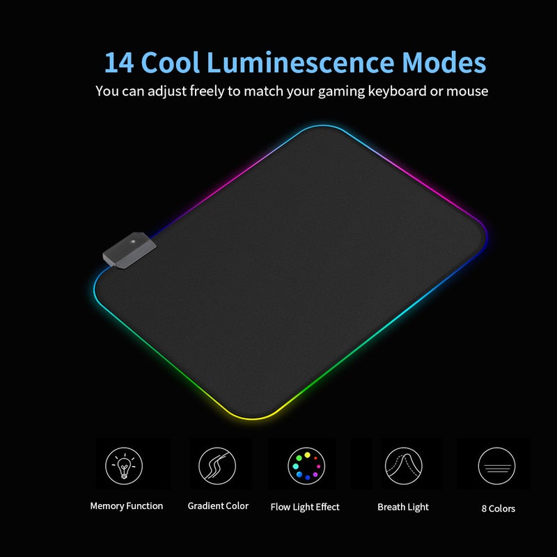 RGB Backlight Mouse Pad Adjustable Luminescence Modes Non-Slip