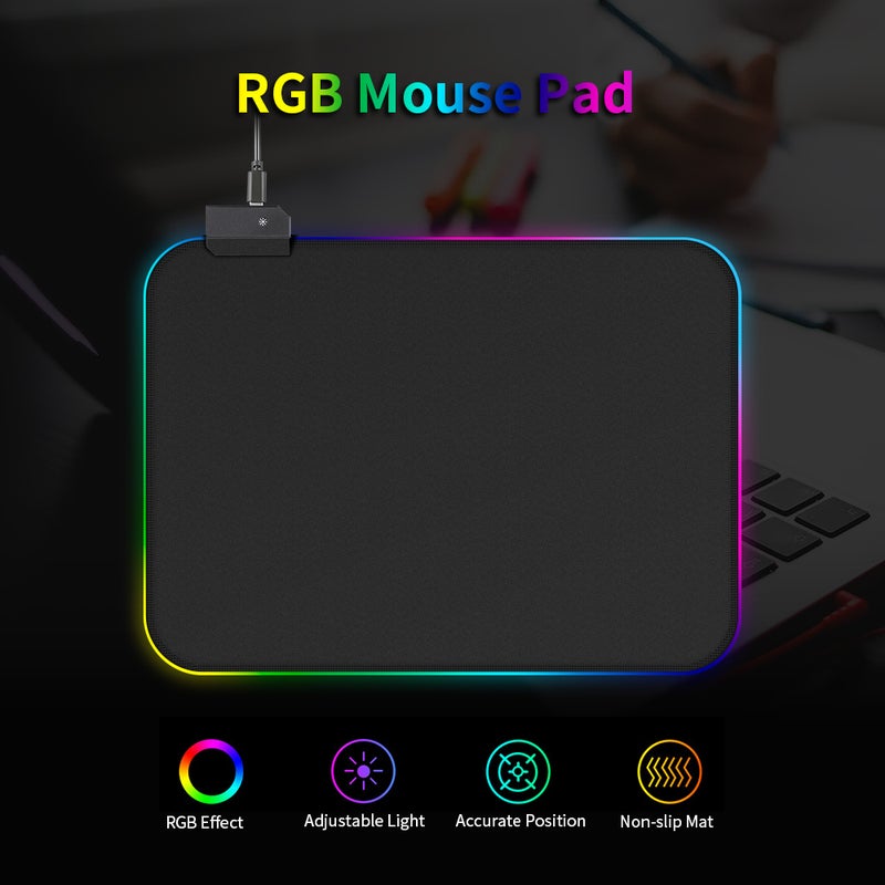 RGB Backlight Mouse Pad Adjustable Luminescence Modes Non-Slip