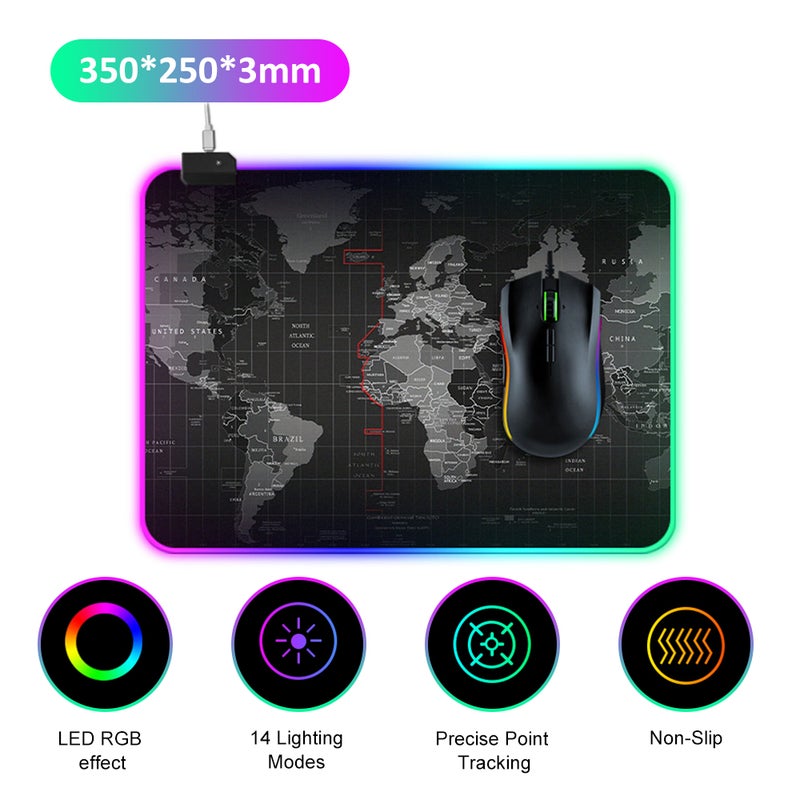 لوحة ماوس للألعاب كبيرة للغاية بتصميم ناعم وغير قابل للانزلاق بإضاءة متعددة الألوان RGB - Image 1