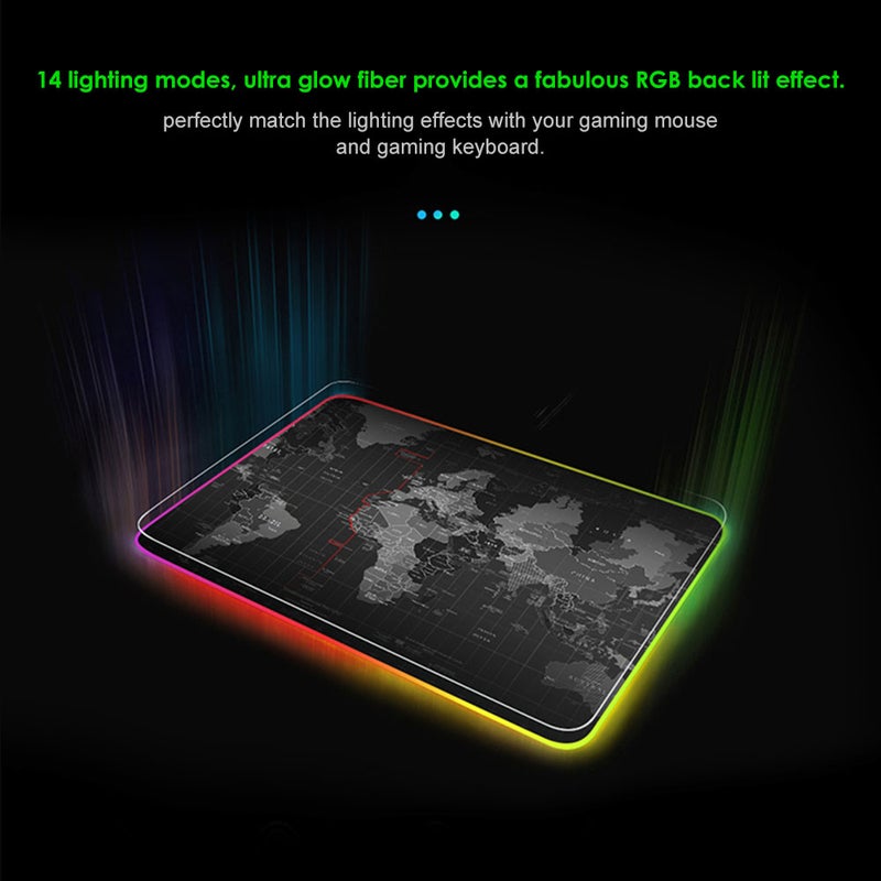 لوحة ماوس للألعاب كبيرة للغاية بتصميم ناعم وغير قابل للانزلاق بإضاءة متعددة الألوان RGB - Image 5