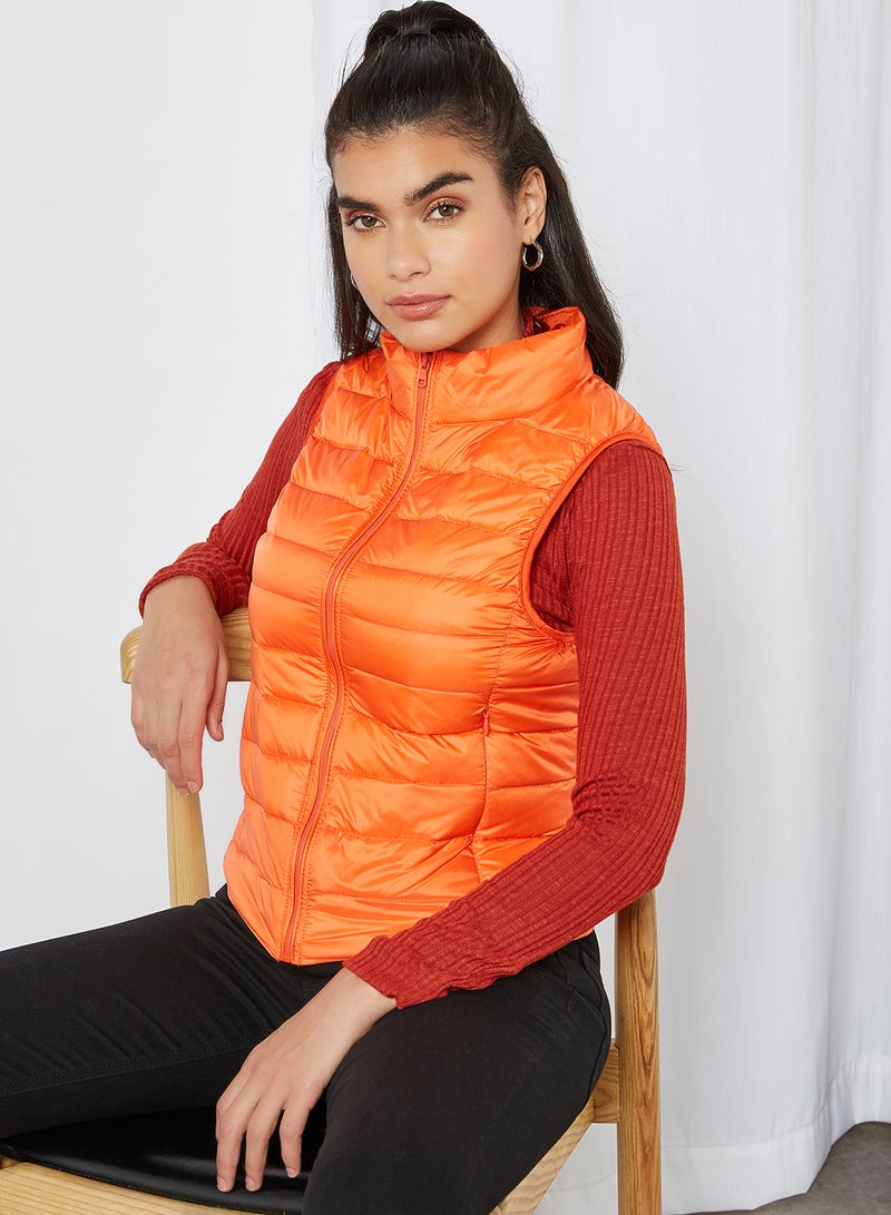 Anaqa Solid Design Sleeveless Down Jacket Orange  - Image 2