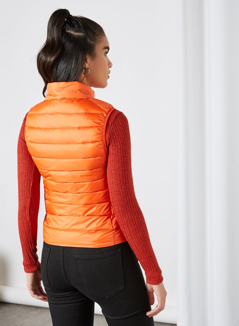 Anaqa Solid Design Sleeveless Down Jacket Orange  - Image 4