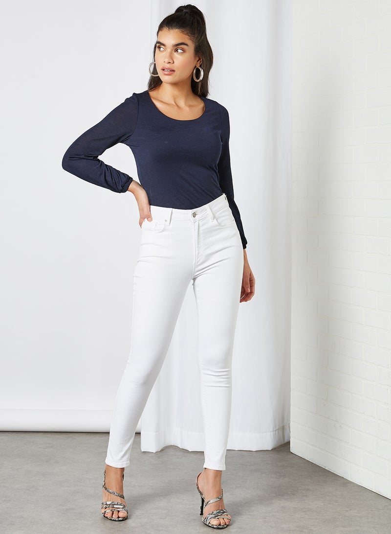 CODE BY LIFESTYLE - Plain Basic Scoop Neck Blouse Navy - Image 1