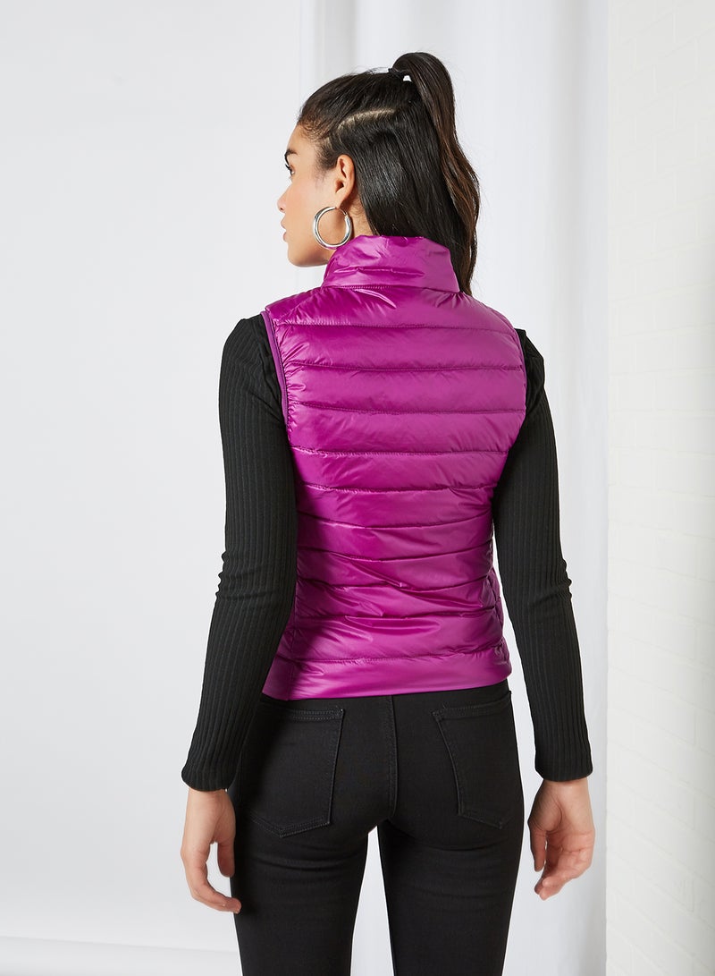 Anaqa - Solid Design Sleeveless Down Jacket Purple - Image 1