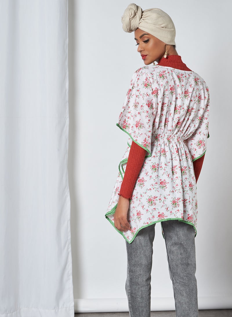 ABOF Floral Kaftan Top White  - Image 2