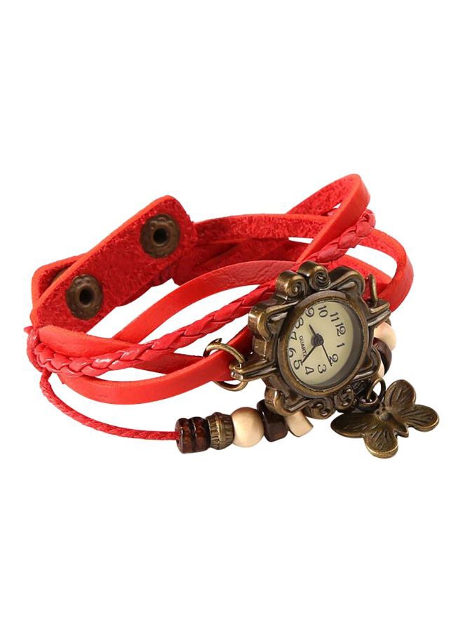 Women's Faux Leather Analog Watch JX37561448 - 26 mm - Red