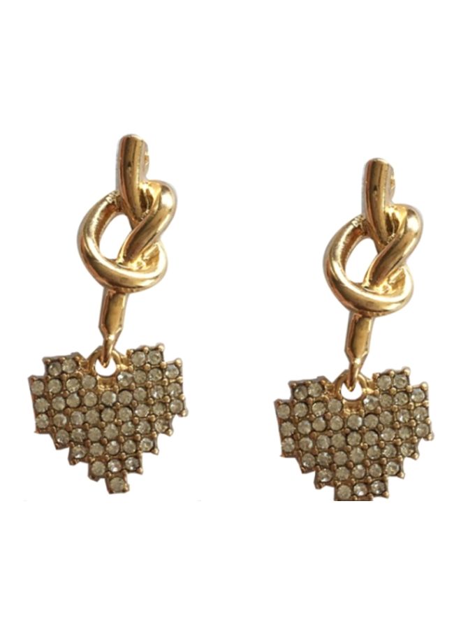 J&J Heart Design Rhinestone Studded Dangle Earrings  - Image 1