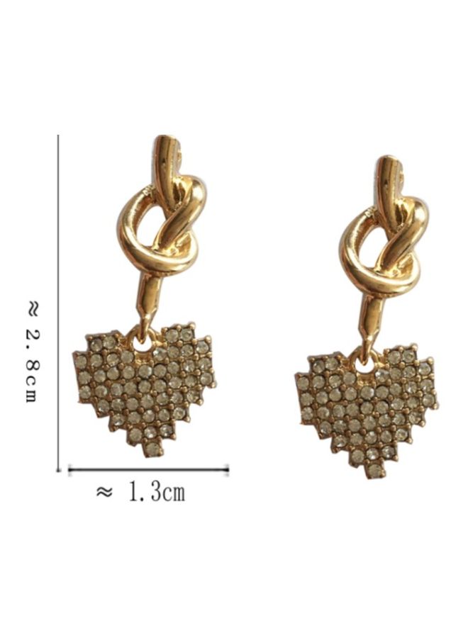 J&J Heart Design Rhinestone Studded Dangle Earrings  - Image 2