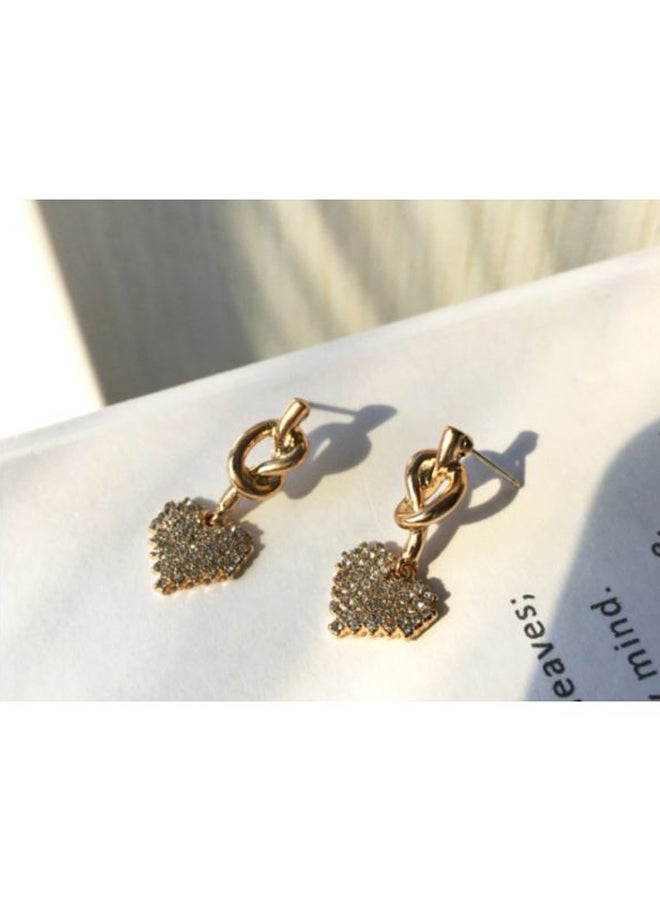 J&J Heart Design Rhinestone Studded Dangle Earrings  - Image 3