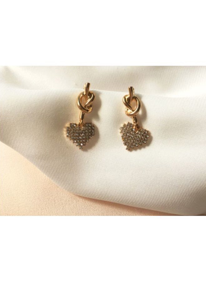 J&J Heart Design Rhinestone Studded Dangle Earrings  - Image 5